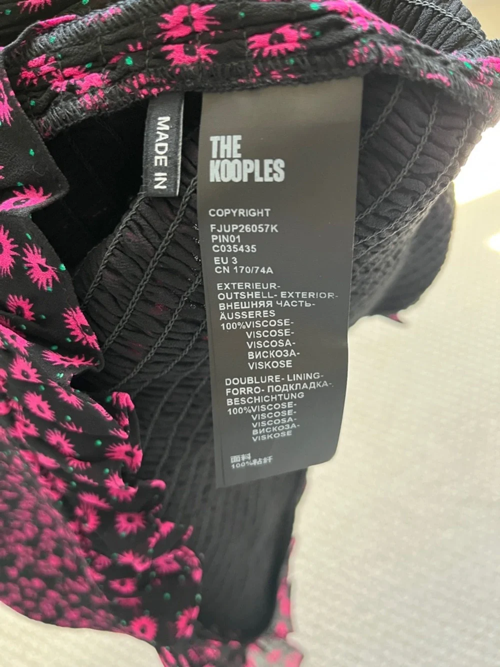 The Kooples Black Mini Skirt with Hot Pink Floral Print NWT S